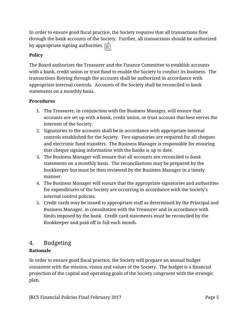 JKCS Finance Policies Final Feb 2017